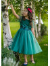 Dark Teal Lace Tulle Flower Girl Dress